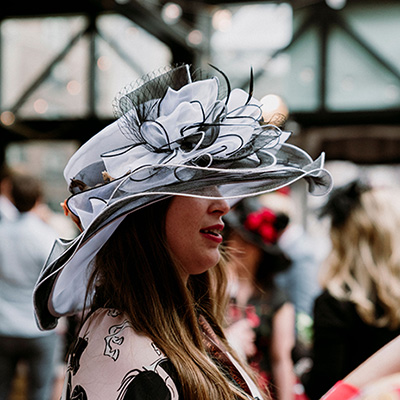 Woman at Derby Party wearing large Hat